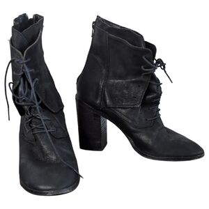 Boutique 9 Women's Size 11‎ Black Leather Slouchy Lace Heeled Ankle Boots